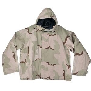 Army Military Camo Heavyweight Jacket Hooded Mens L Long Chemical Protective NFR